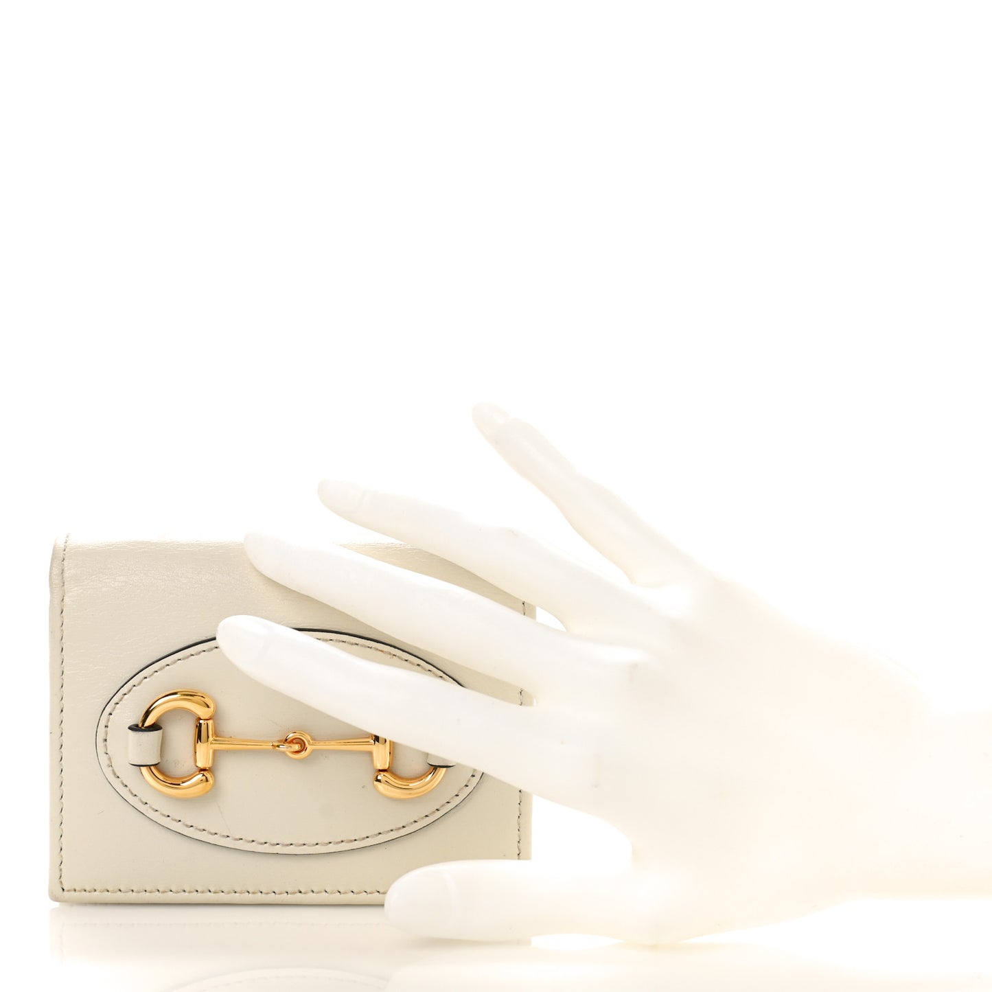 Boarded Plutone Calfskin Horsebit 1955 Card Case Wallet Mystic White