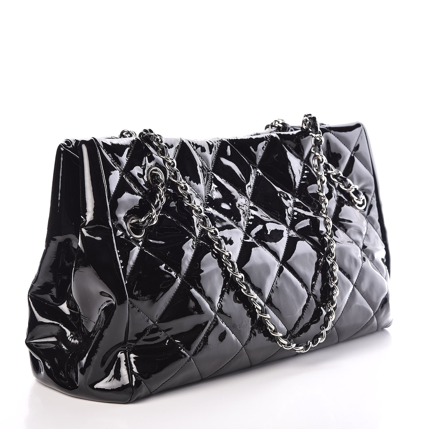 Chanel Patent Quilted Medium Cells Tote Black 3 of 13