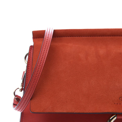 Chloe Calfskin Suede Medium Faye Shoulder Bag Sepia Red 10 of 10