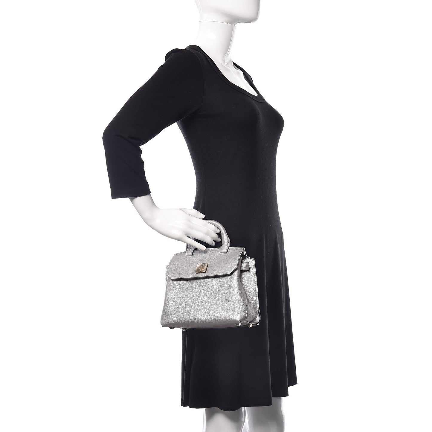 Grained Calfskin Mini Milla Backpack Silver