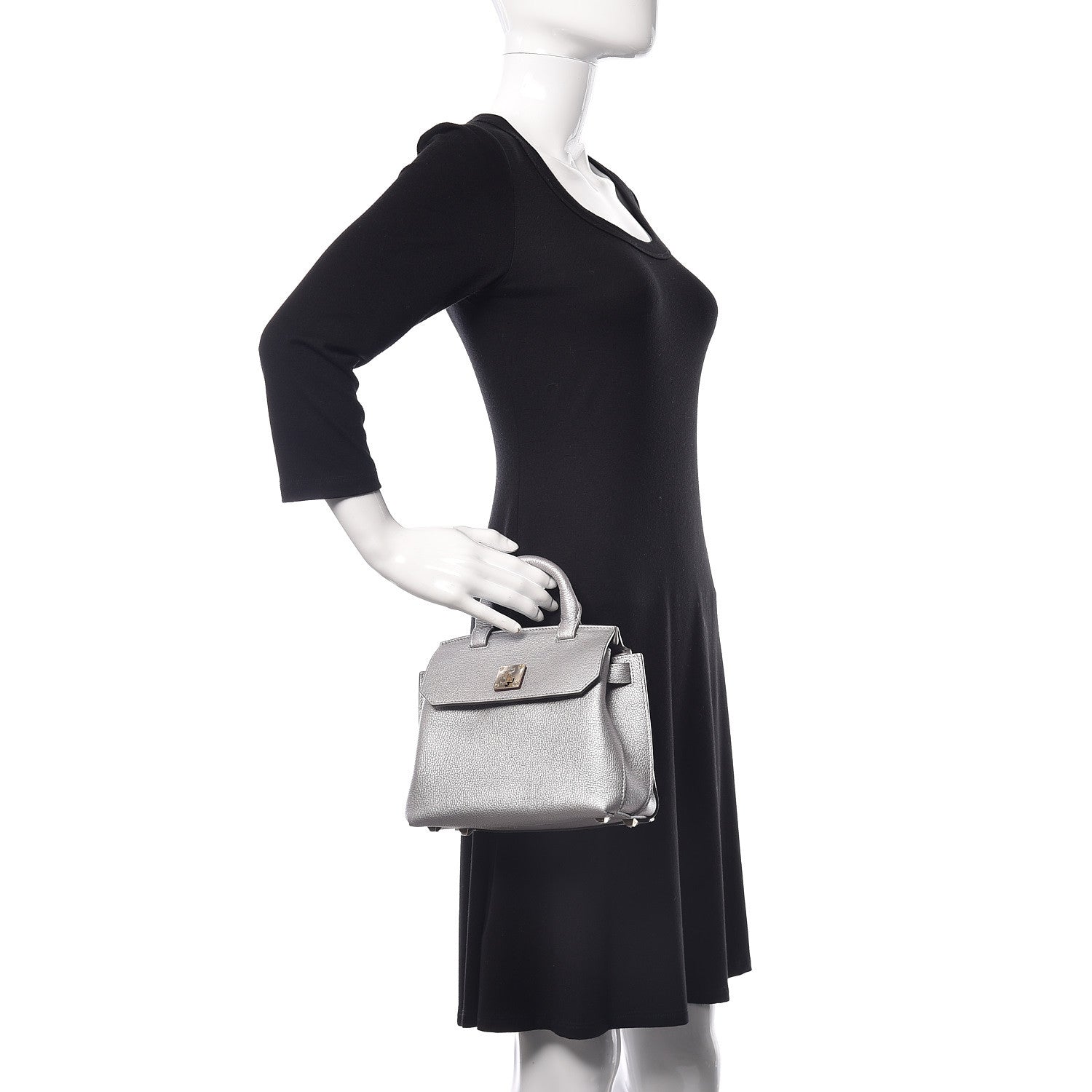 MCM Grained Calfskin Mini Milla Backpack Silver 2 of 10