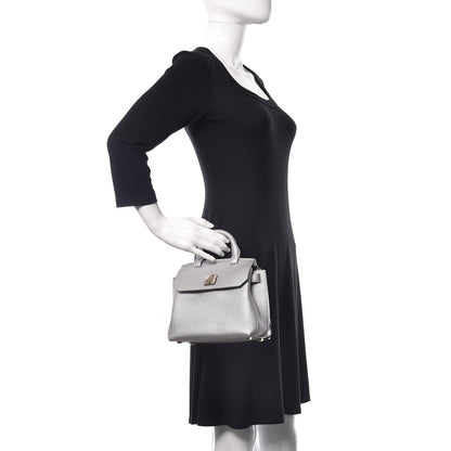 MCM Grained Calfskin Mini Milla Backpack Silver 2 of 10