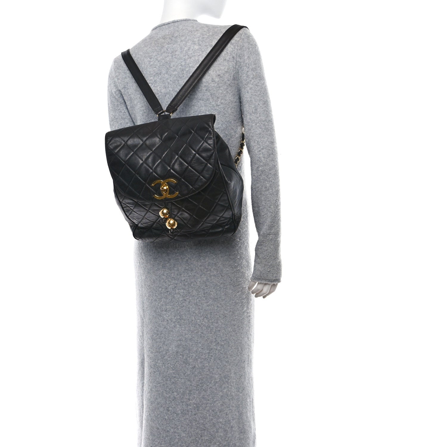 Chanel Lambskin Quilted Tassel Drawstring Backpack Black 2 of 11