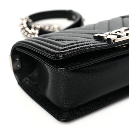 Chanel Caviar Chevron Quilted Small Boy Flap Black 9 of 10