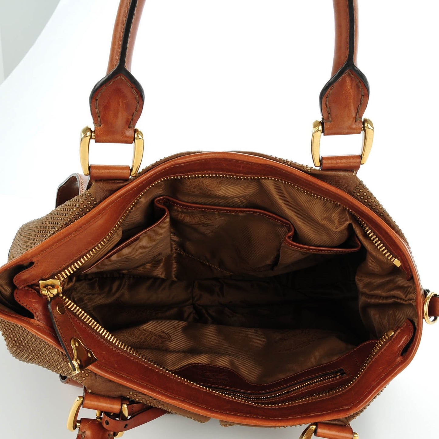 Prorsum Calfskin Studded Knight Tote Brown