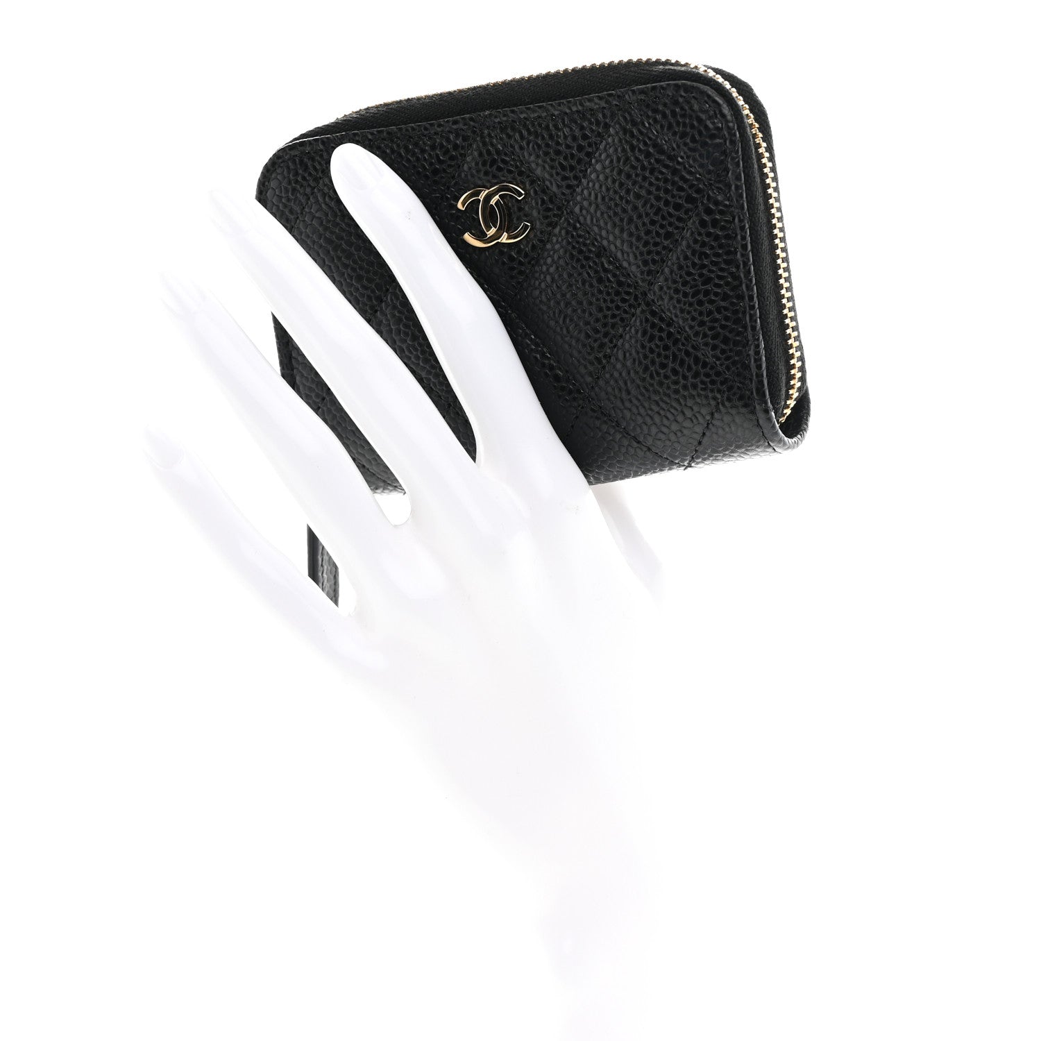 Chanel Caviar Quilted Zip Coin Purse Black 2 of 8
