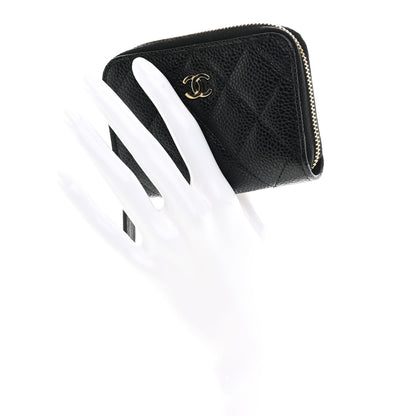 Chanel Caviar Quilted Zip Coin Purse Black 2 of 8