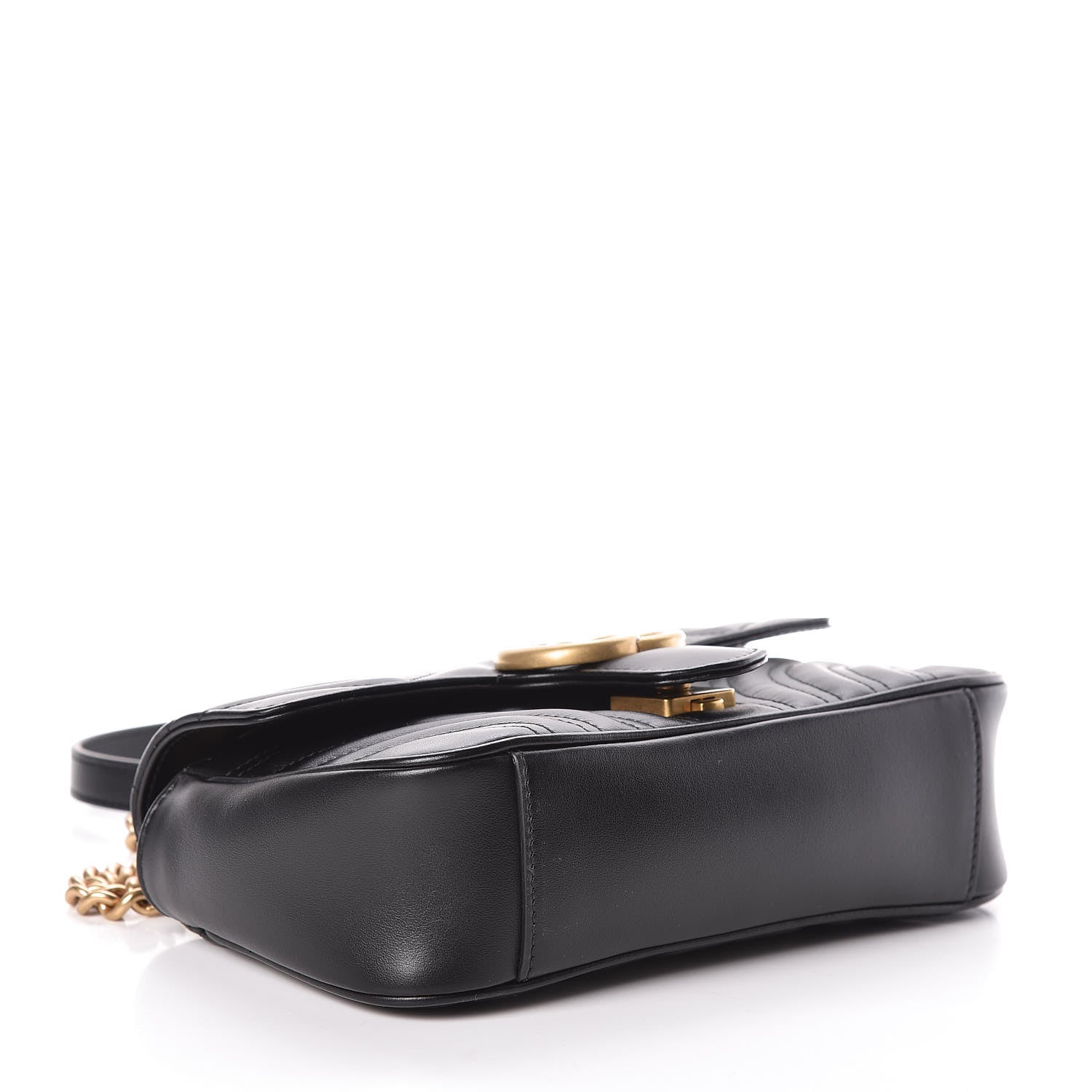 Gucci Calfskin Matelasse Mini GG Marmont Shoulder Bag Black 4 of 9