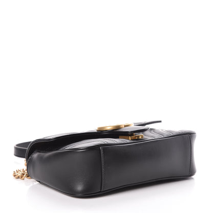 Gucci Calfskin Matelasse Mini GG Marmont Shoulder Bag Black 4 of 9