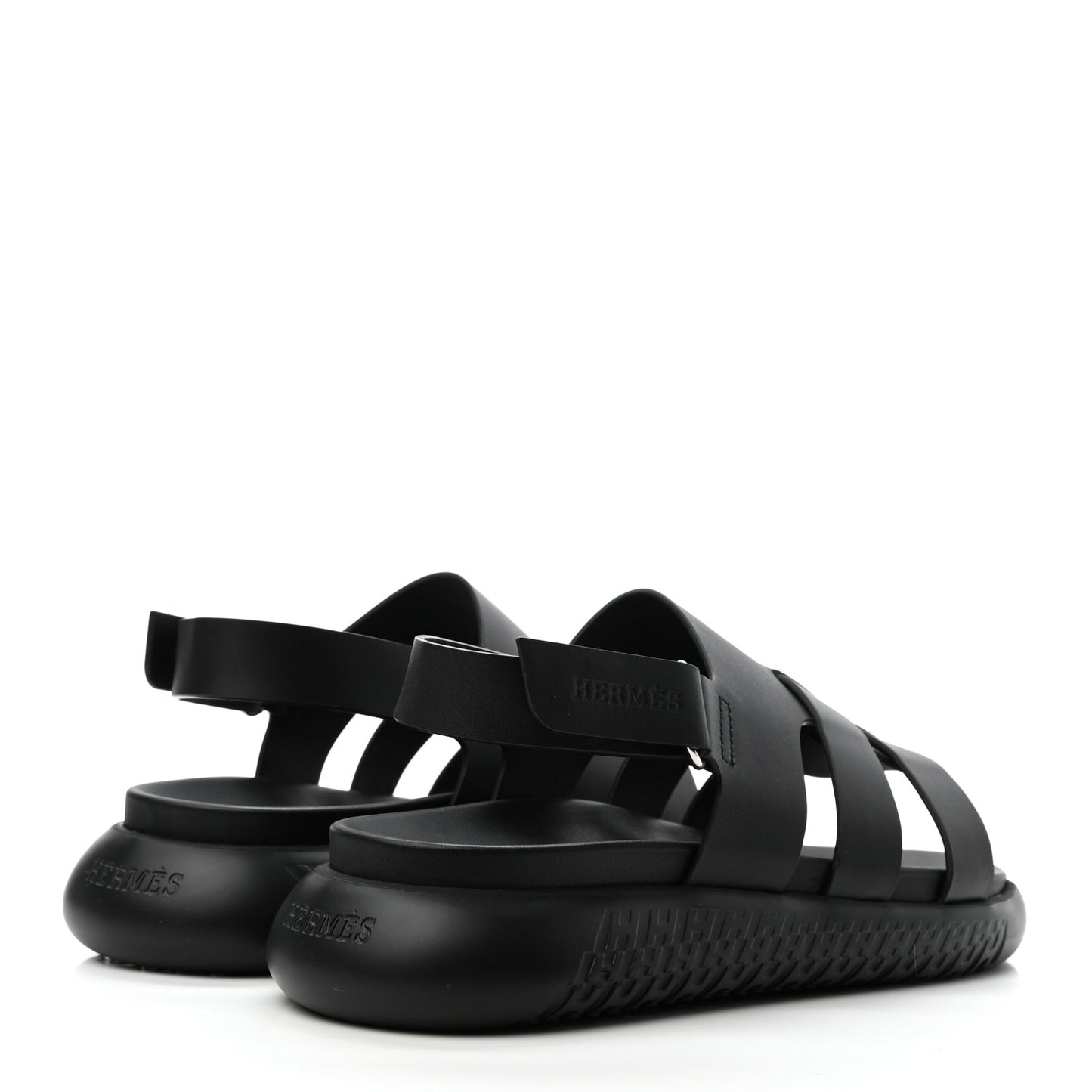 Calfskin Rubber Mens Doha Sandals 40 Black