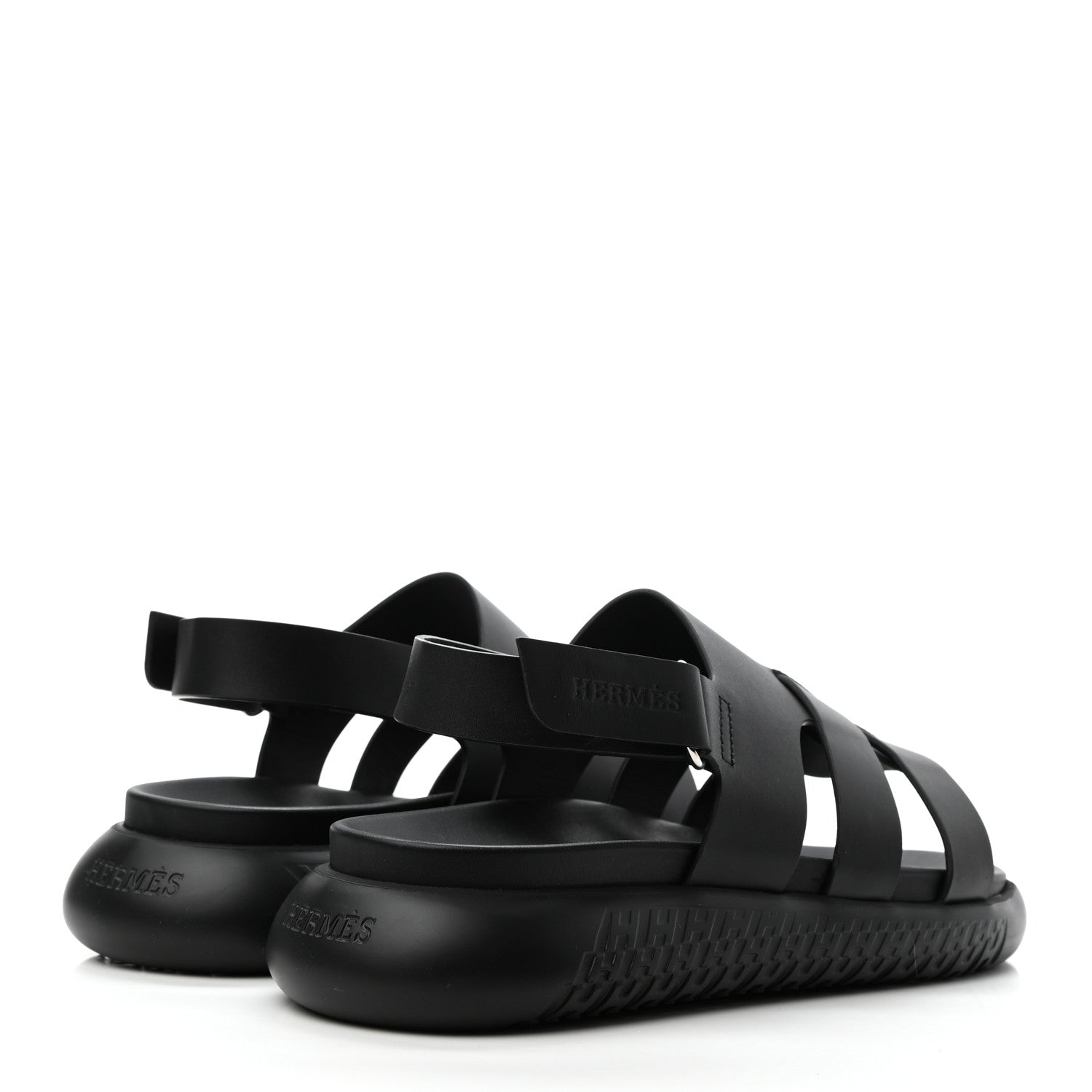 Hermes Calfskin Rubber Mens Doha Sandals 40 Black 4 of 8