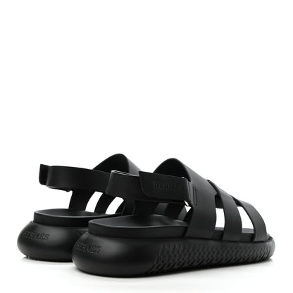 Hermes Calfskin Rubber Mens Doha Sandals 40 Black 4 of 8