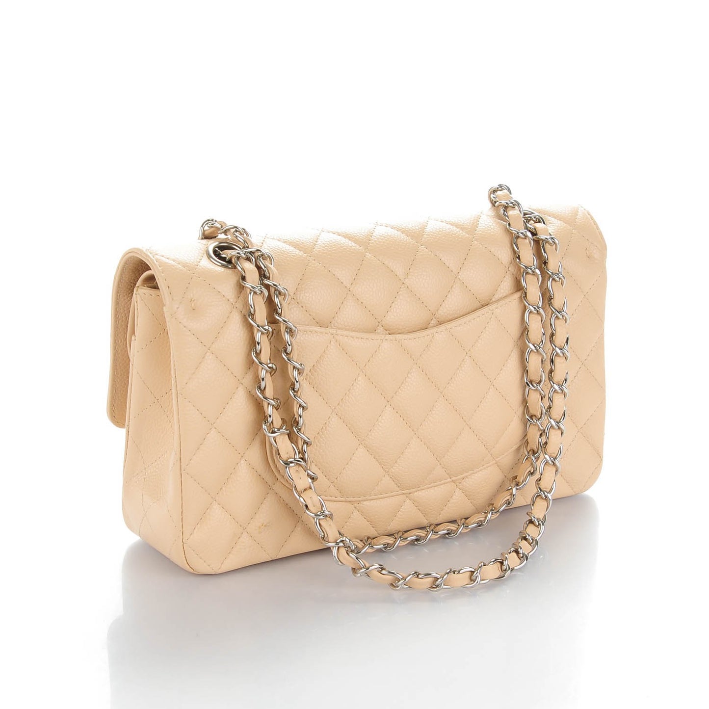 Caviar Quilted Medium Double Flap Beige Clair