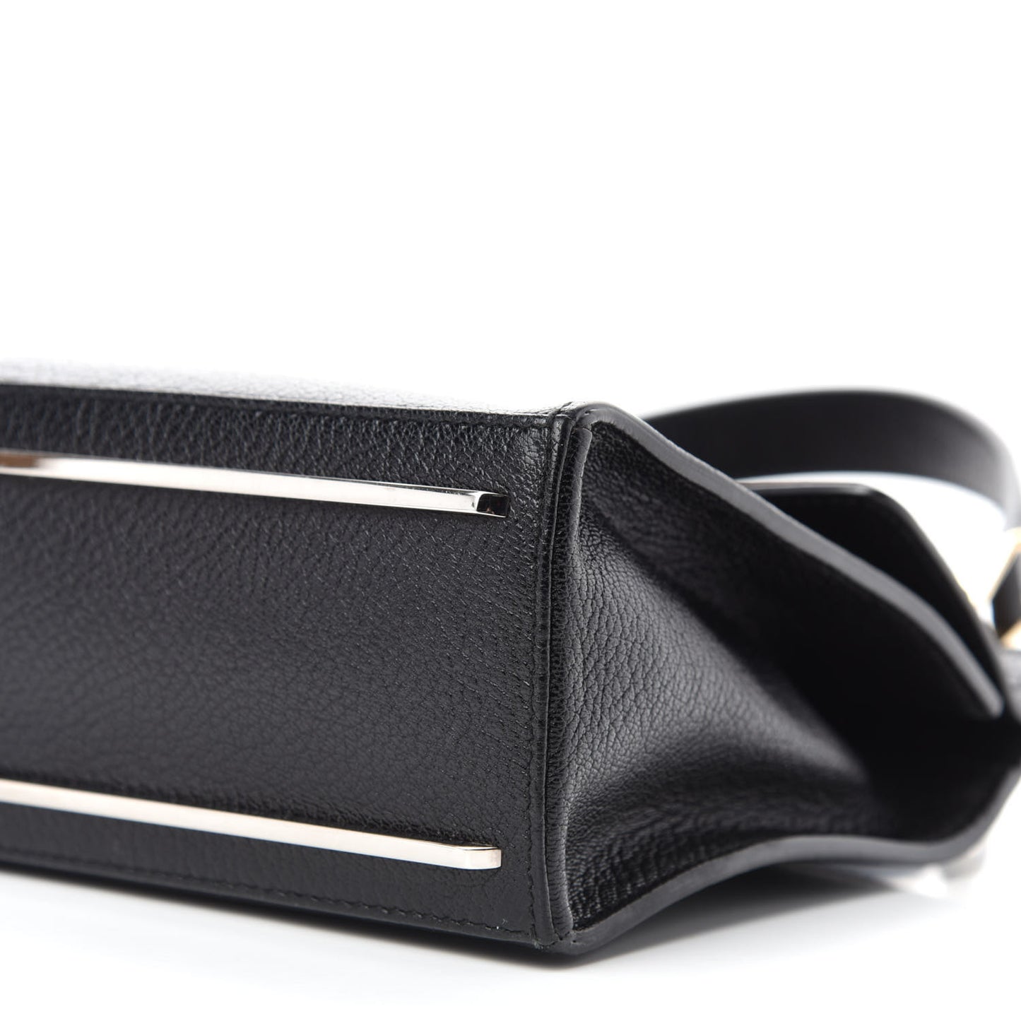 Calfskin Ostrich Trimmed Le Dix Cartable S Bag Black