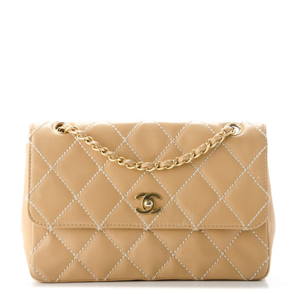 Chanel Calfskin Quilted Medium Wild Stitch Flap Beige 1 of 10