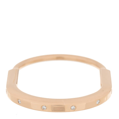 Tiffany 18K Rose Gold Diamond Tiffany Lock Bangle Bracelet 3 of 8