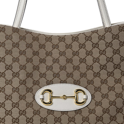 Gucci Monogram New Sakai Calfskin Lux Horsebit 1955 Tote Beige Ebony Mystic White 9 of 9