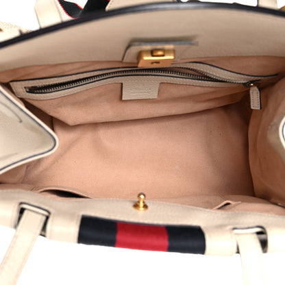Gucci Grained Calfskin Web Stripe Butterfly Medium Totem Top Handle Bag White 5 of 12