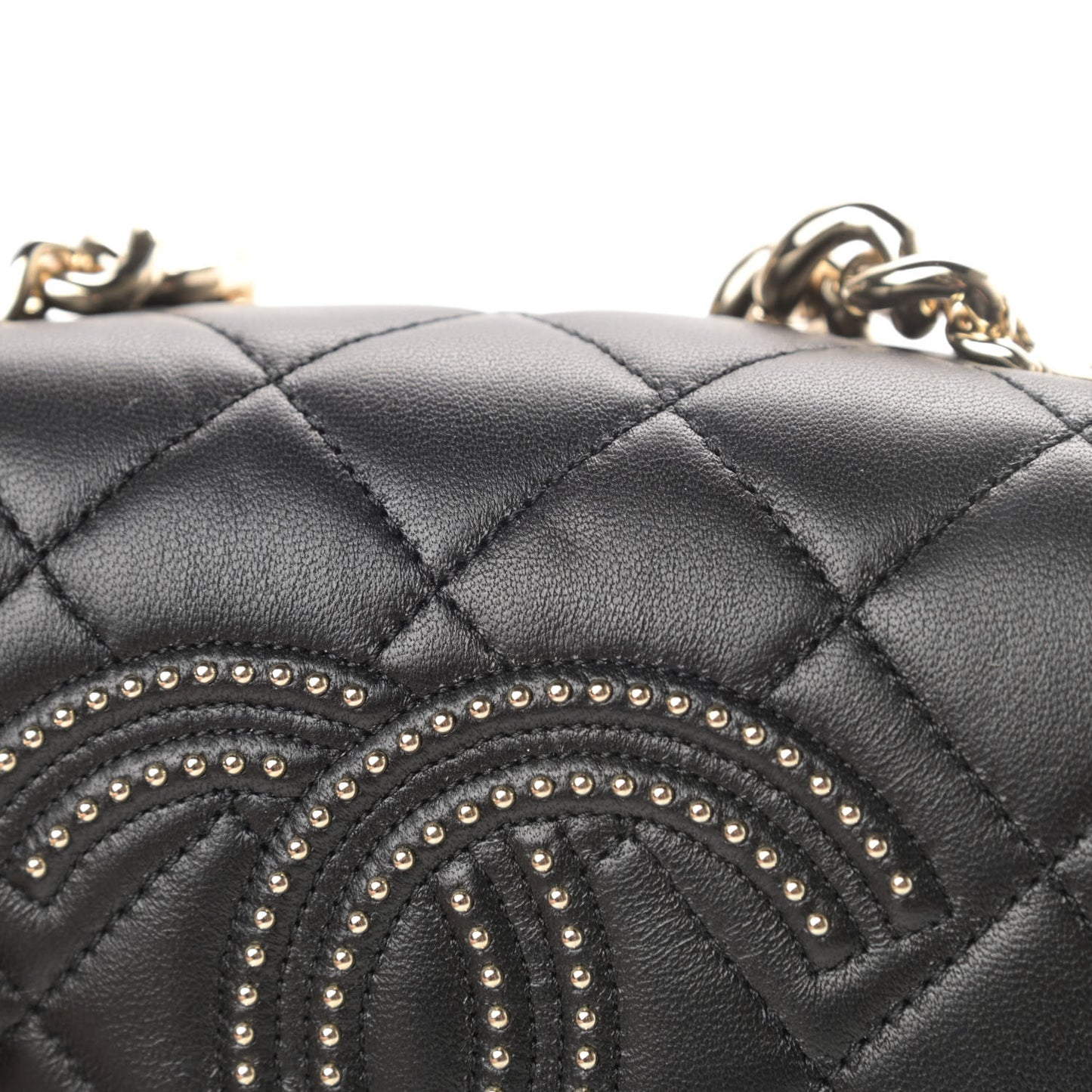 Lambskin Quilted Studded Beauty Begins Flap Black
