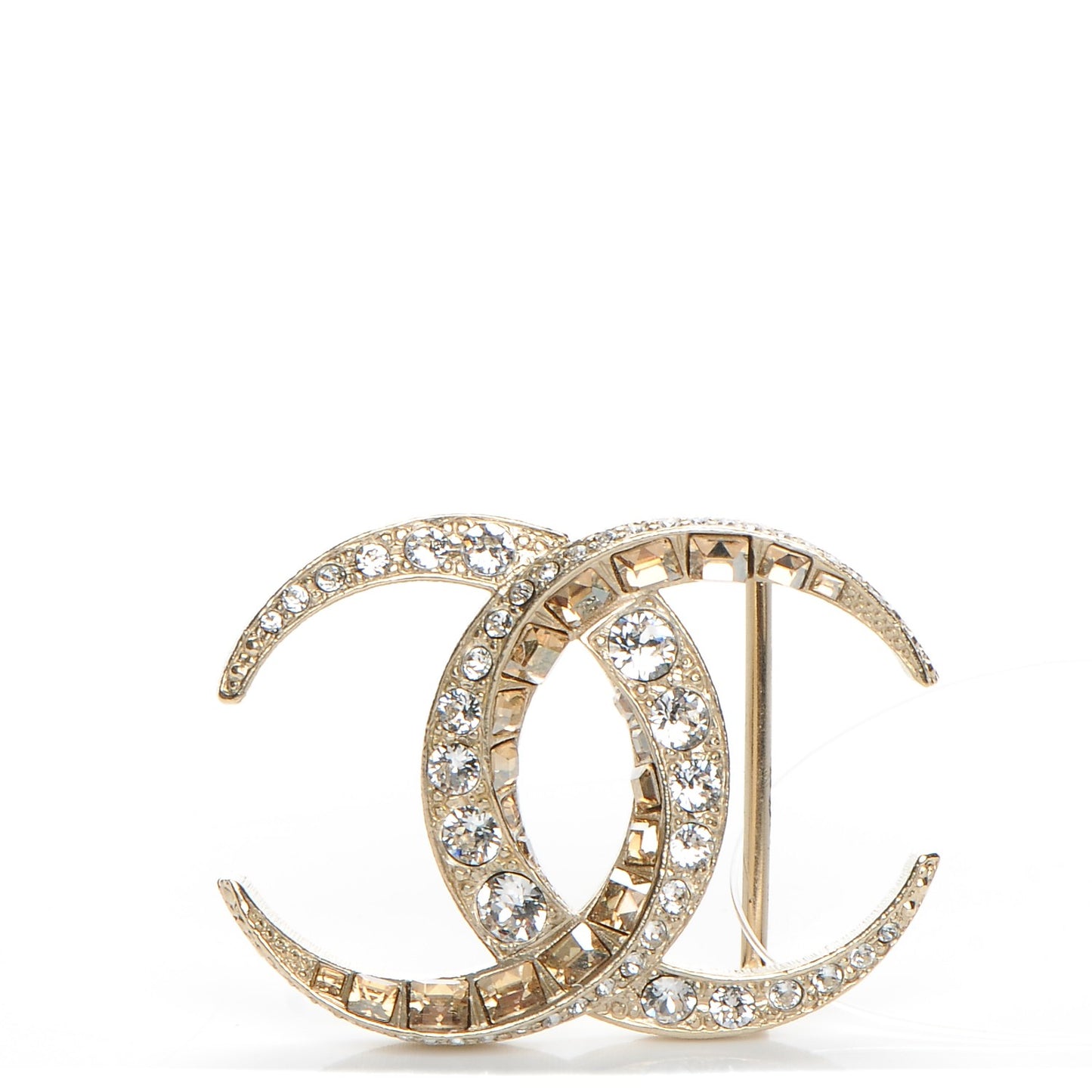 Baguette Crystal CC Belt Buckle Light Gold