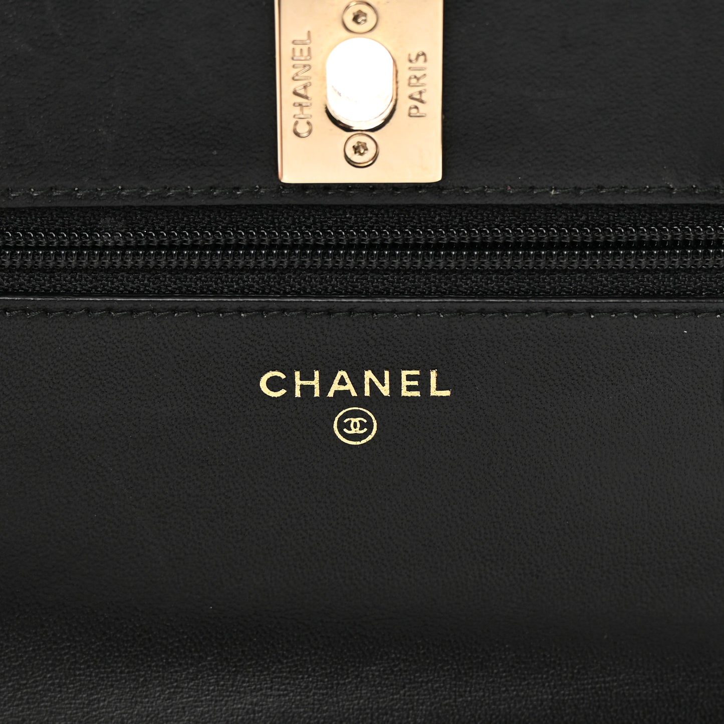 Lambskin Quilted Trendy CC Wallet On Chain WOC Black