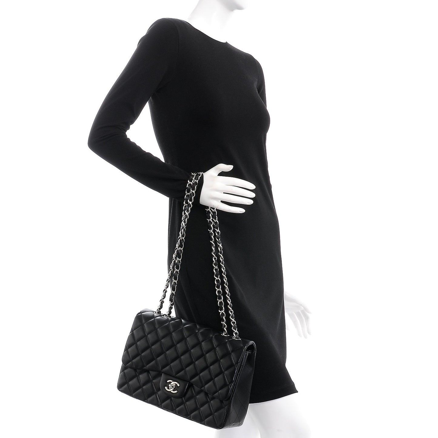 Lambskin Quilted Jumbo Single Flap Black