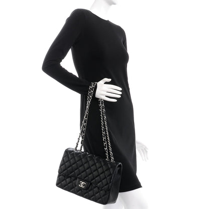 Chanel Lambskin Quilted Jumbo Single Flap Black 2 of 9