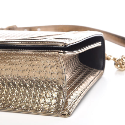 Christian Dior Metallic Patent Micro-Cannage Medium Diorama Flap Bag Gold 7 of 19