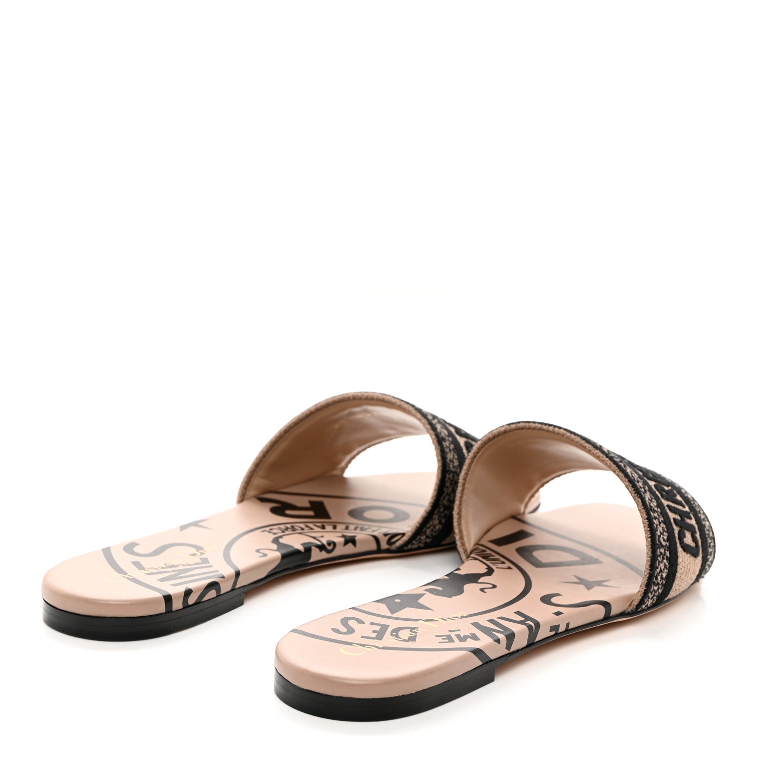 Christian Dior Canvas Union Embroidered Dway Flat Slide Sandals 40.5 Fard 4 of 9