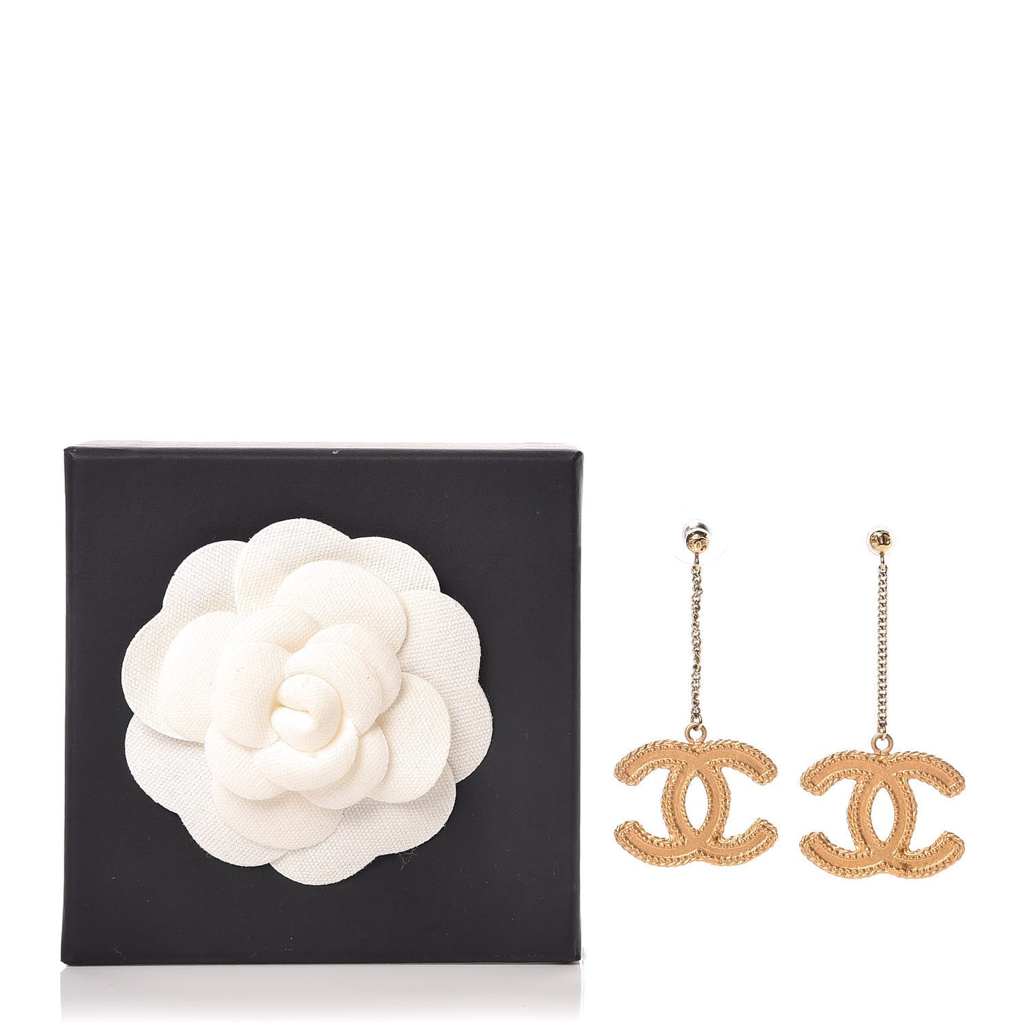CC Drop Earrings Matte Gold