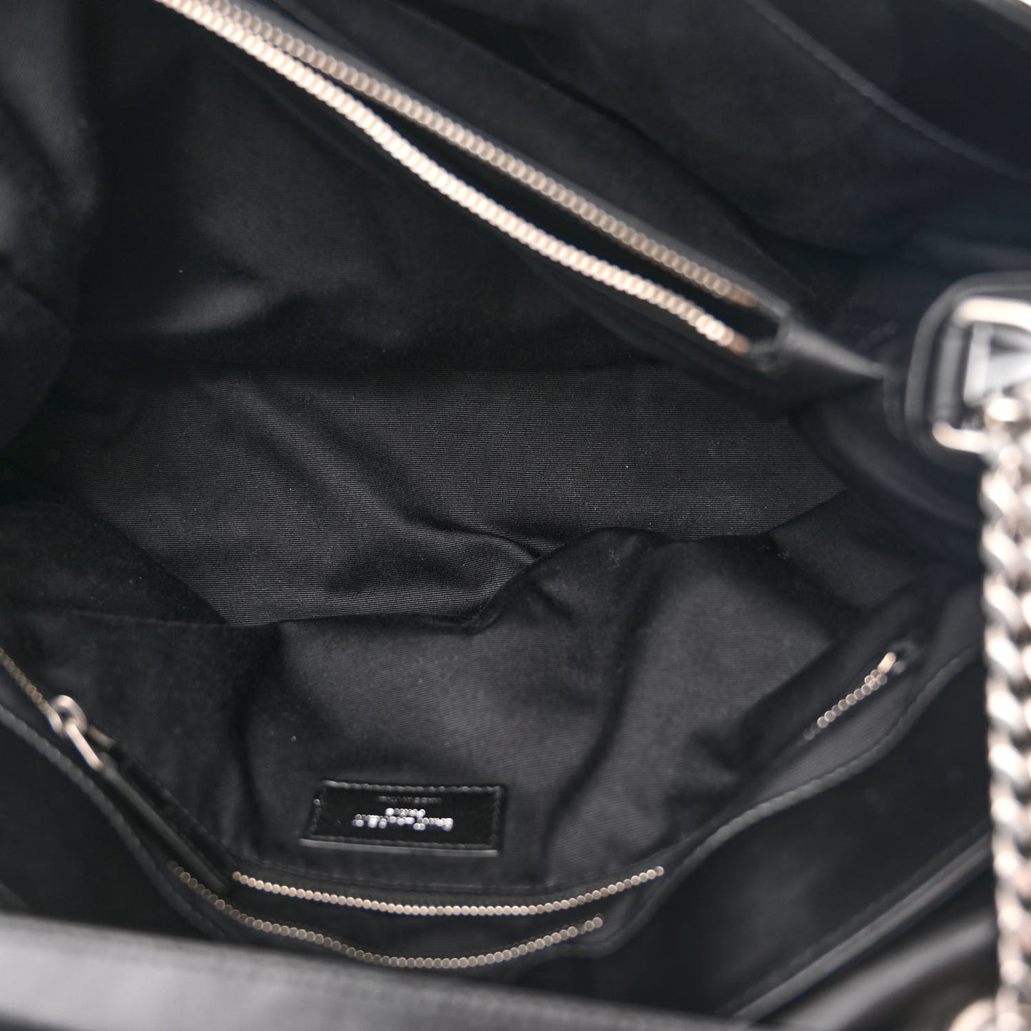 Calfskin Y Quilted Monogram Large Loulou Chain Satchel Black