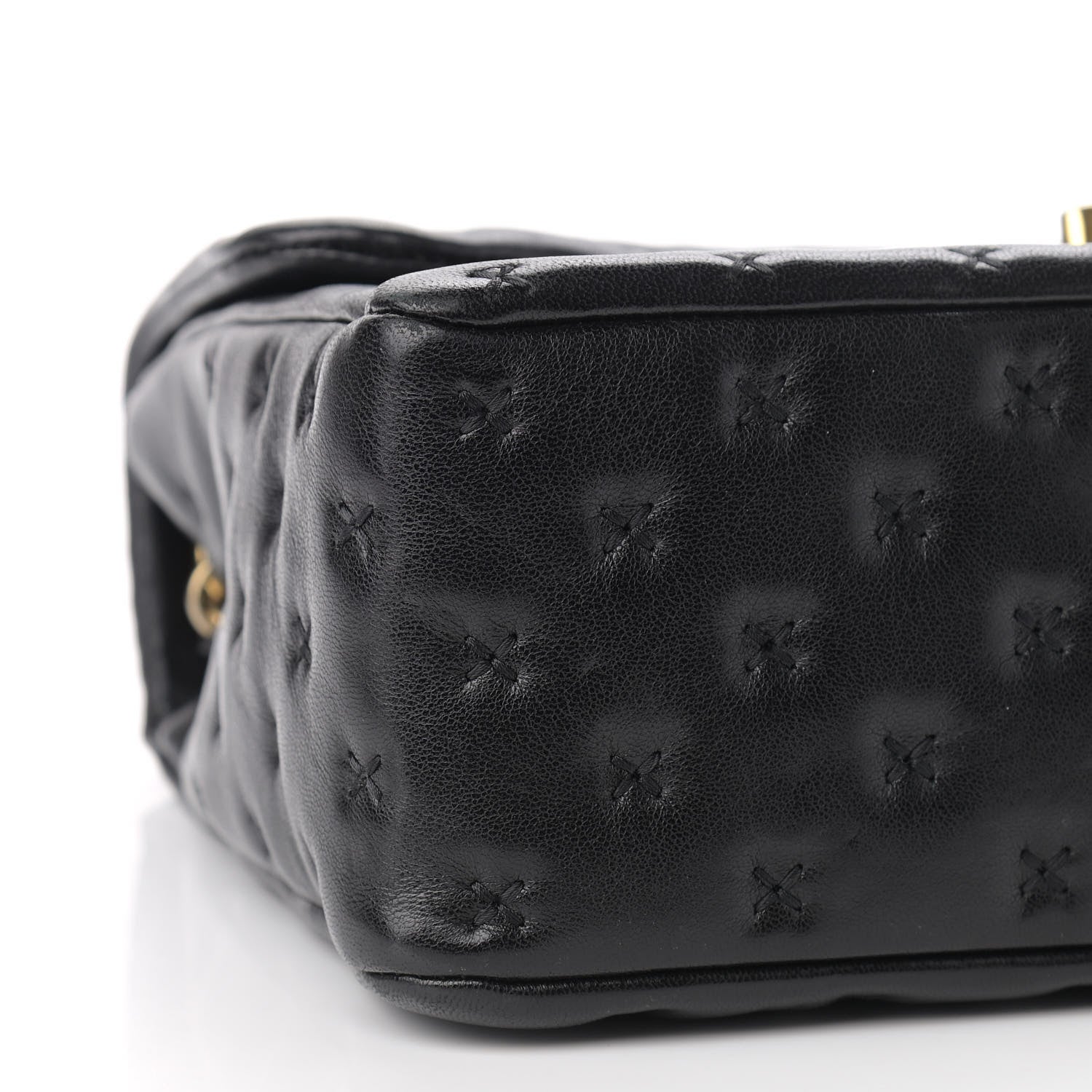 Chanel Lambskin Cross Stitch Small Coco Handle Flap Dark Black 5 of 10