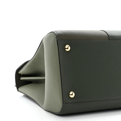 Delvaux Grained Calfskin Bi-Color Brillant MM Satchel Kaki 10 of 11