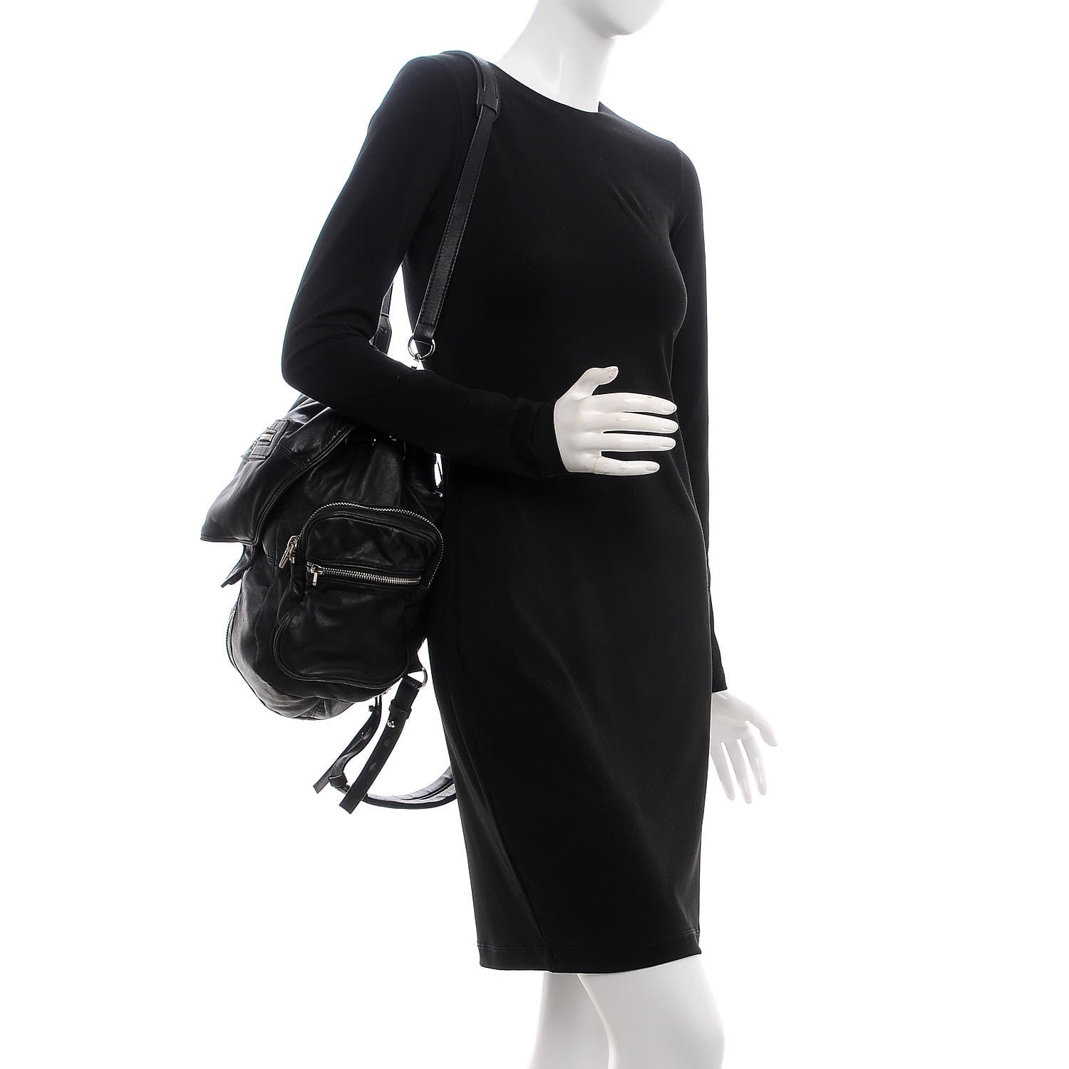 Alexander Wang Lambskin Marti Backpack Bag Washed Black Rhodium Hardware 2 of 9