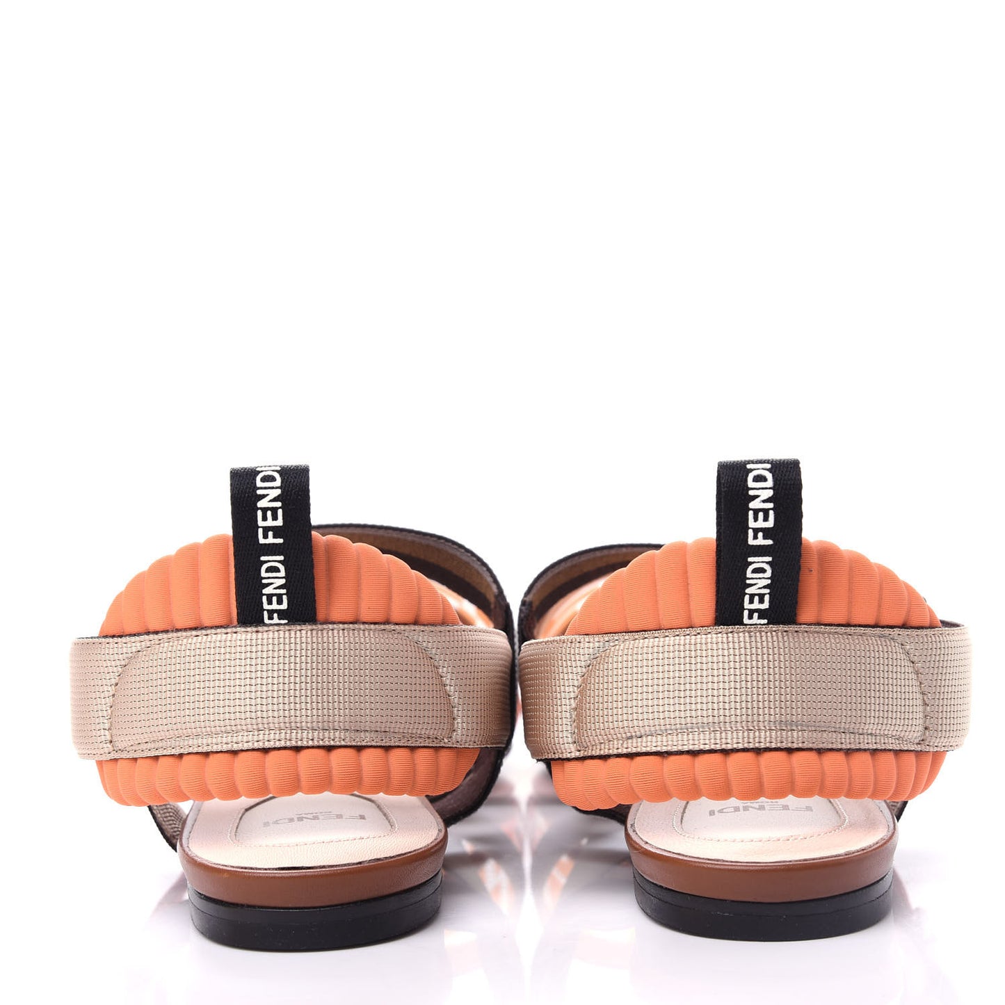 PVC Calfskin FF Colibri Slingback Ballerina Flats 39 Aranciata Cuoio