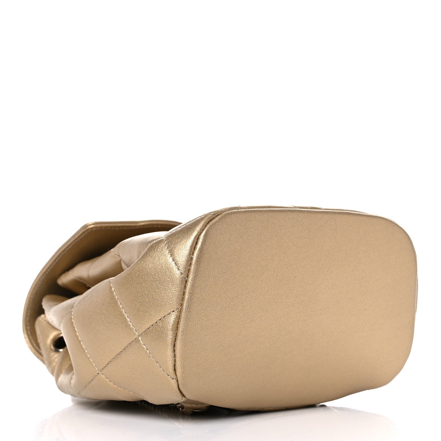 Metallic Lambskin Quilted Timeless CC Drawstring Backpack Gold