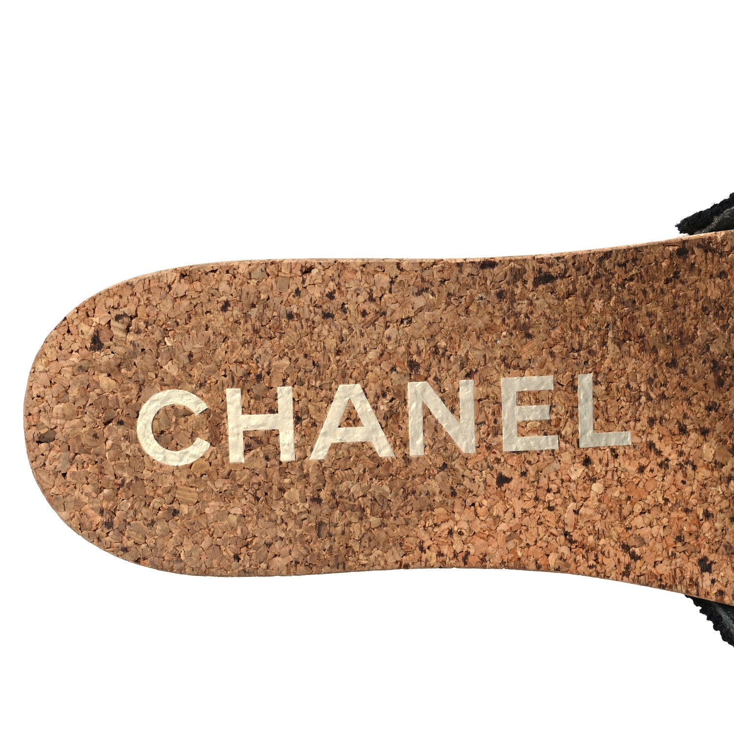 Chanel Tweed Cork CC Mule Sandal 38 Black 8 of 9