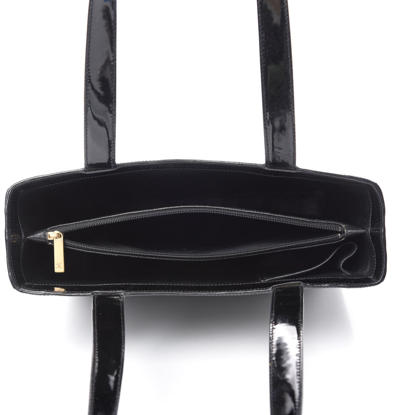 Patent Logo Shoulder Bag Black