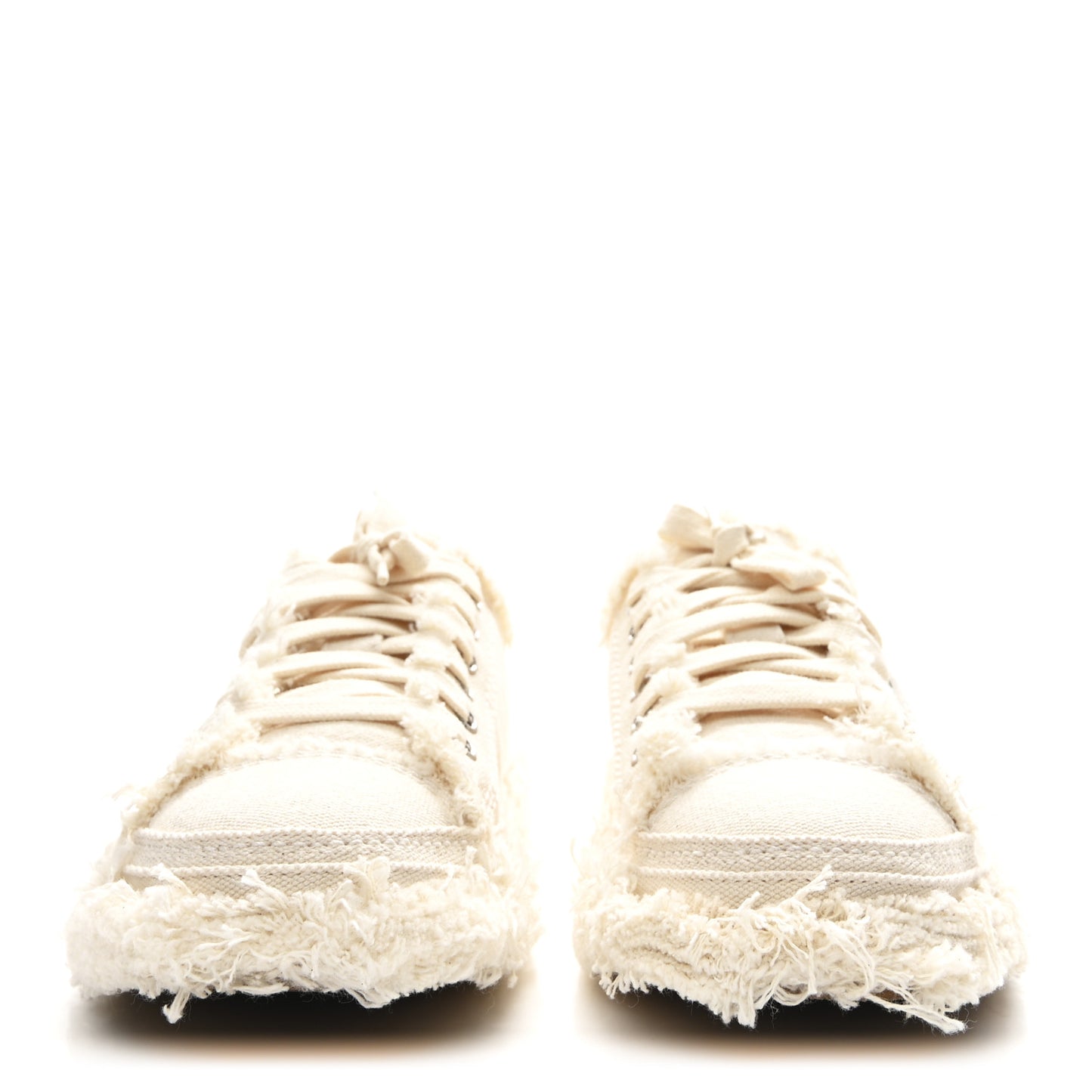 Frayed Canvas Embroidered Logo D-Blaze Sneakers 37 Ecru