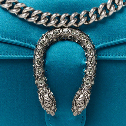 Gucci Satin Silk Crystal Small Dionysus Shoulder Bag Turchese Black Diamond 9 of 13