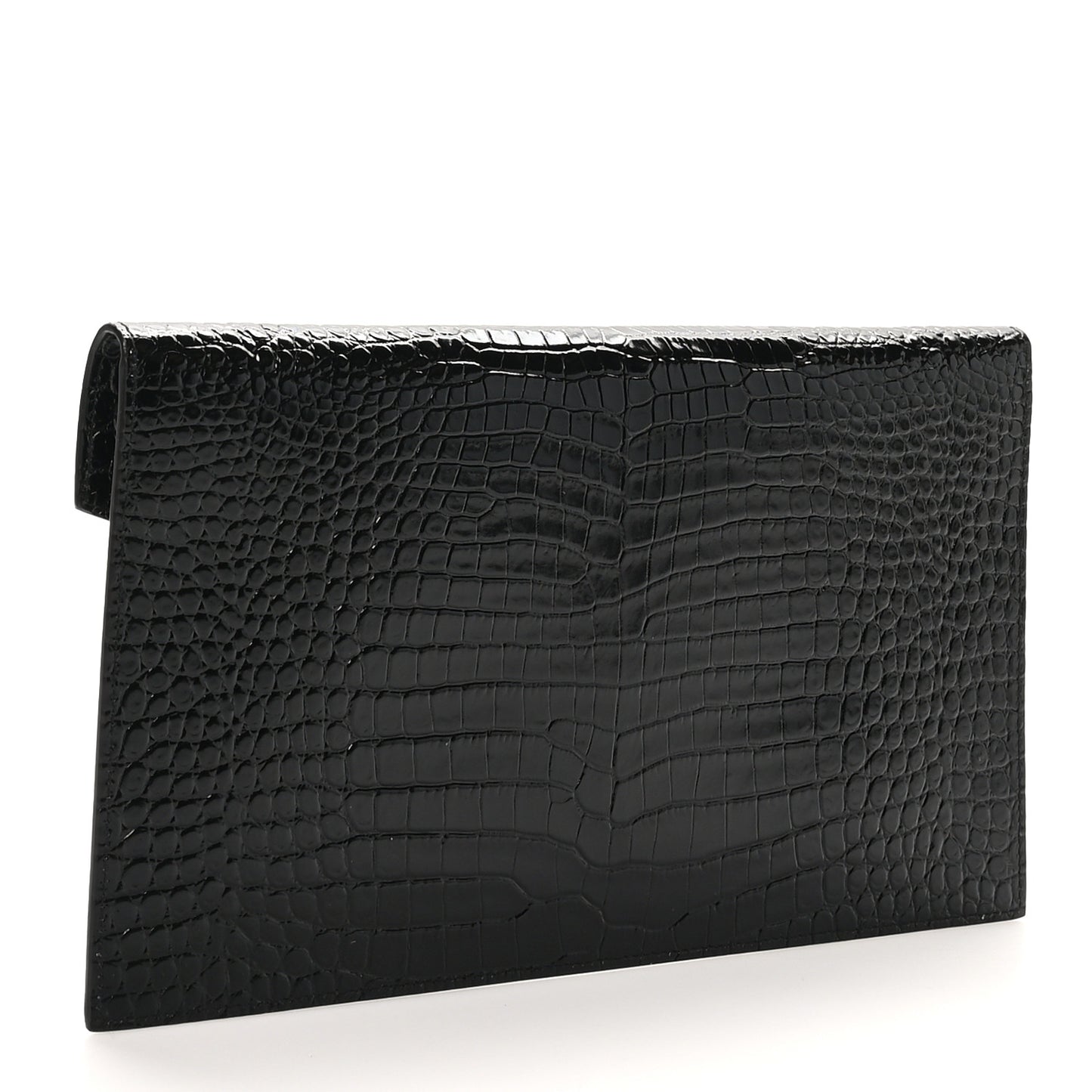 Calfskin Crocodile Embossed Uptown Monogram Pouch Black