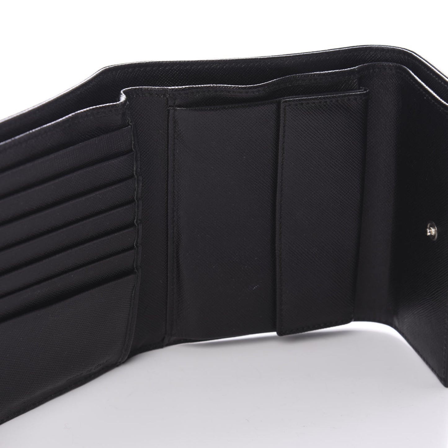 Saffiano Metal Tri-Fold Wallet Black