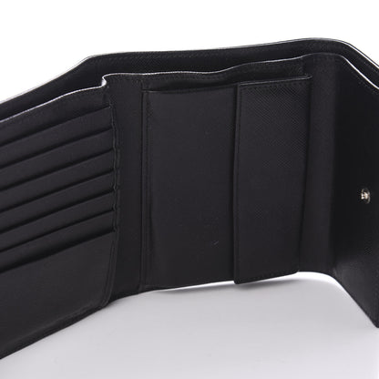 Prada Saffiano Metal Tri-Fold Wallet Black 6 of 12