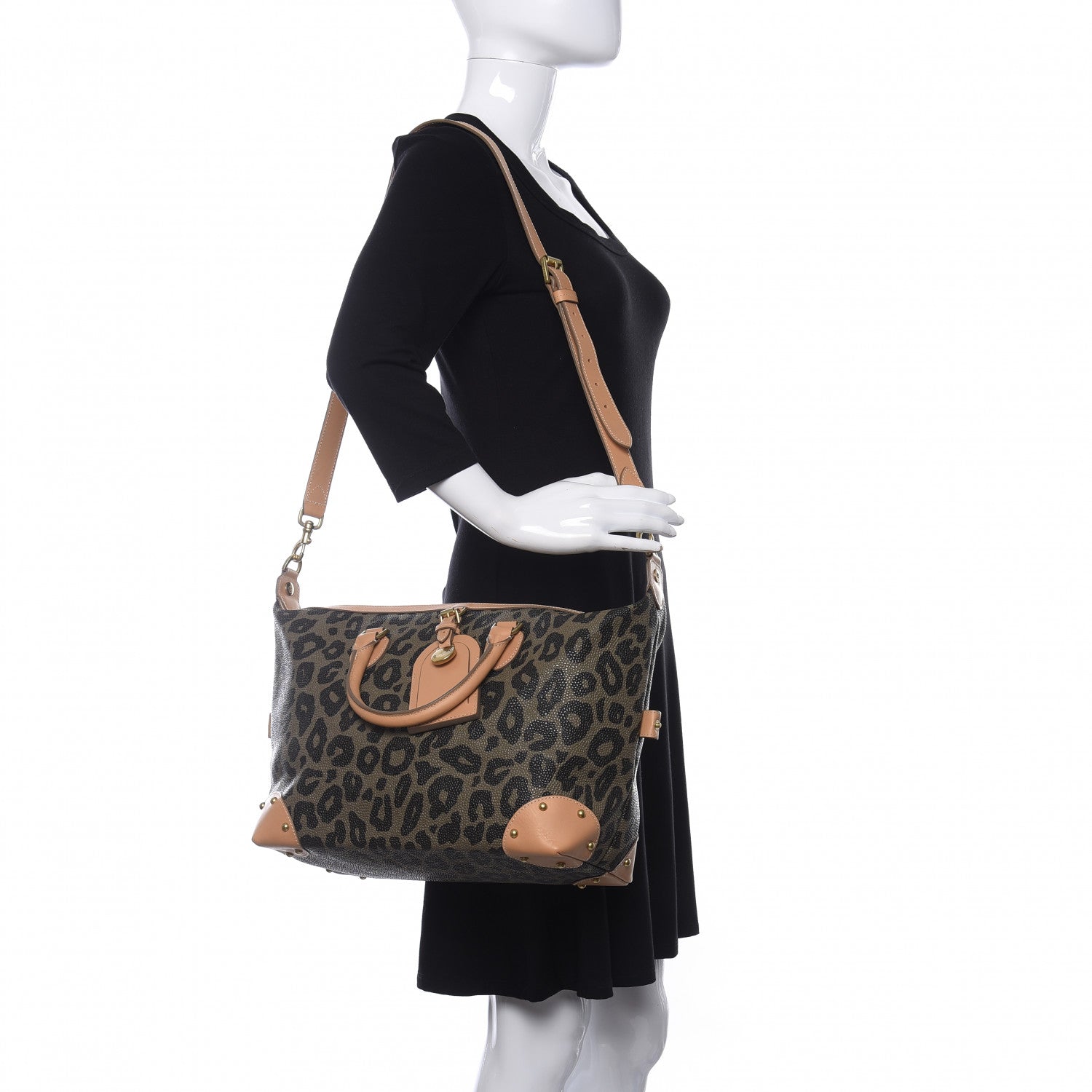 Mulberry Birds Nest Scotchgrain Leopard Print Clipper Holdall Black 2 of 9