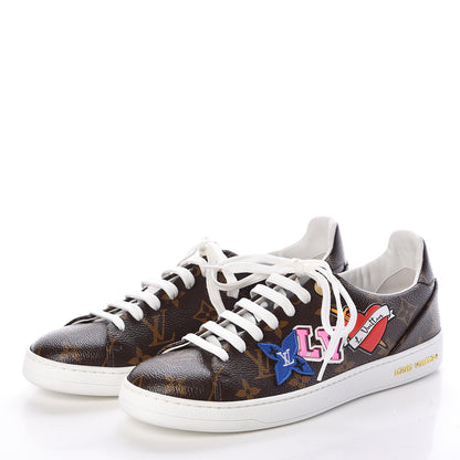 Louis Vuitton Calfskin Monogram LV Black Heart Sneakers 37.5 Cacao 3 of 8