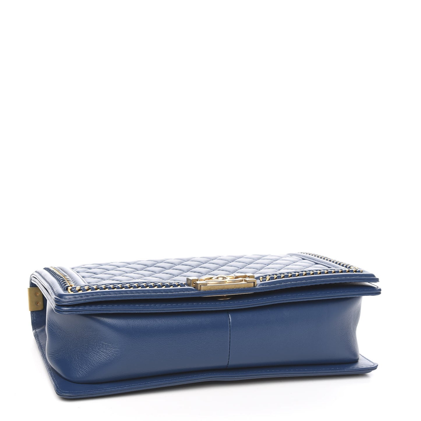 Calfskin Quilted New Medium Boy Top Handle Flap Blue