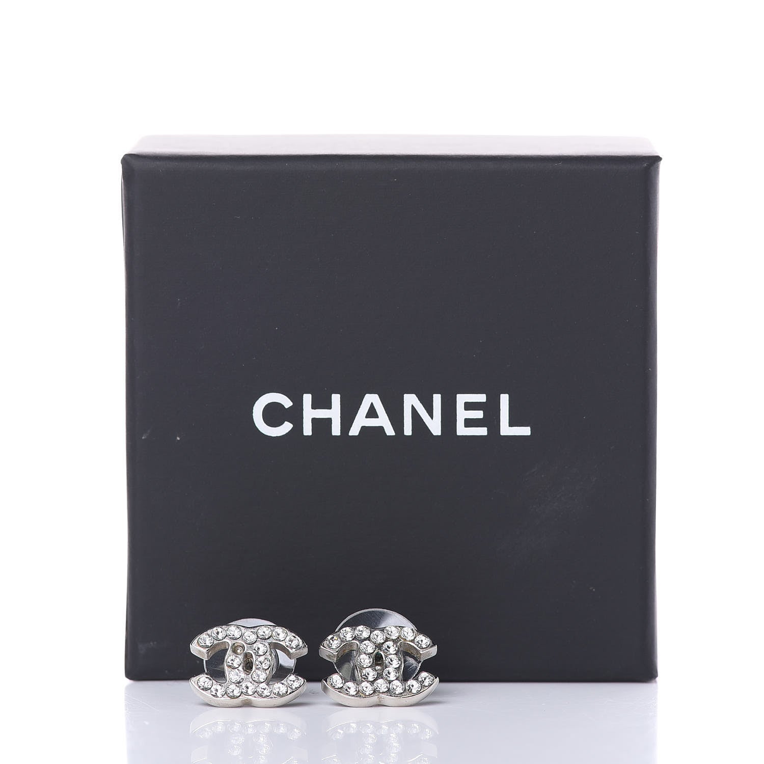 Chanel Crystal Mini Timeless CC Earrings Silver 6 of 6