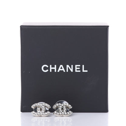 Chanel Crystal Mini Timeless CC Earrings Silver 6 of 6