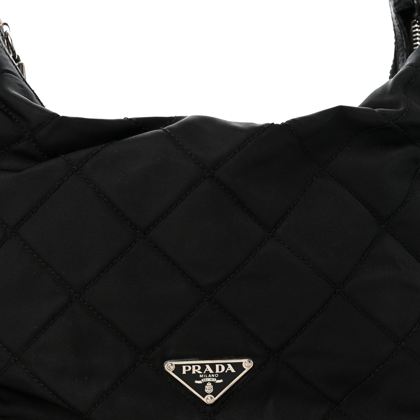 Nylon Tessuto Impuntu Quilted Shoulder Bag Black