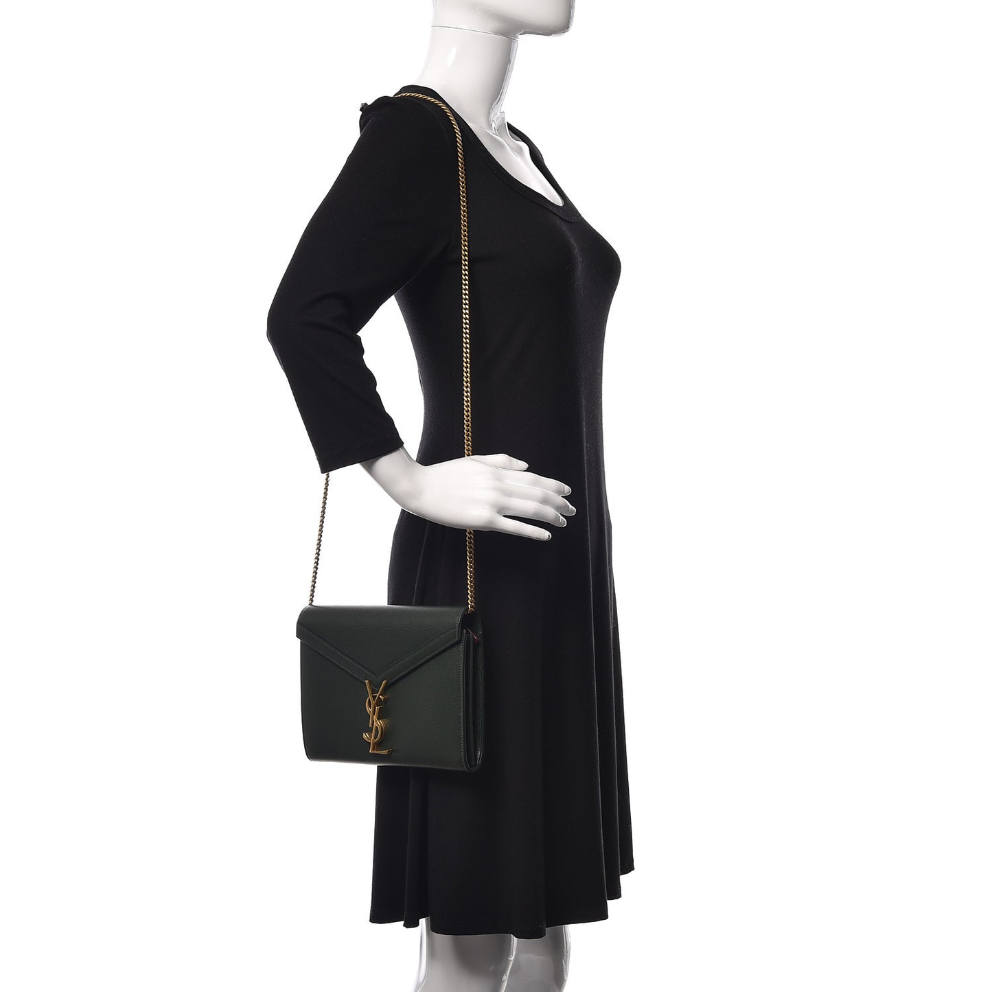 Grain De Poudre Monogram Cassandra Chain Wallet Vert Fonce